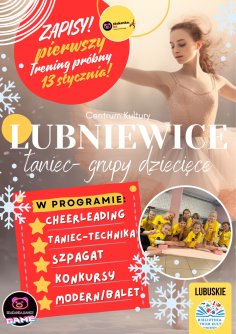 W imieniu Organizatora zapraszamy na zajęcia taneczne. Pierwsze, próbne zajęcia już 13 stycznia w naszym Centrum Kultury.