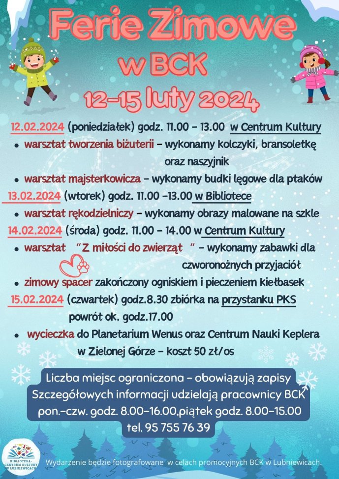 Ferie w Bibliotece-Centrum Kultury w Lubniewicach
